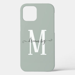 Motivational Dream Big Monogram Initial Sage iPhone 12 Case