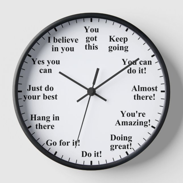 Motivational Encouraging Words Positive Thinking Clock (Front)