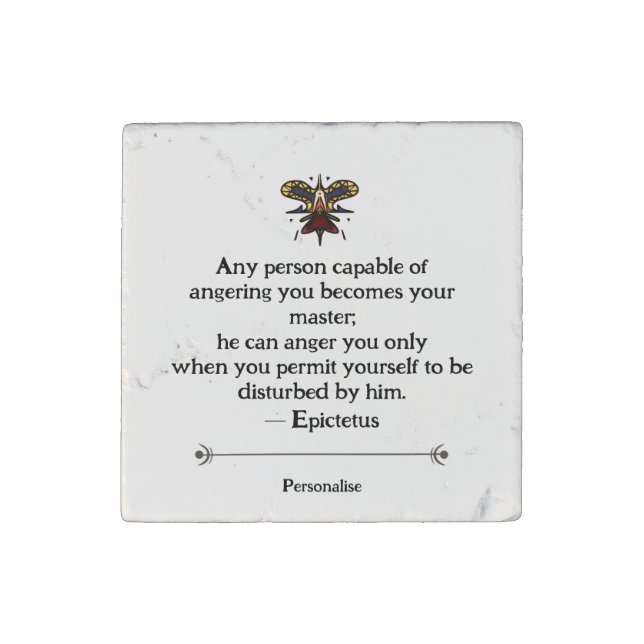 Motivational Epictetus Anger Quote Personal Unique Stone Magnet (Front)