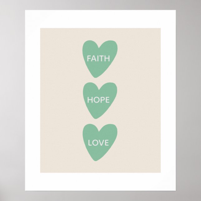 Motivational Faith Hope Love Hearts Poster (Front)