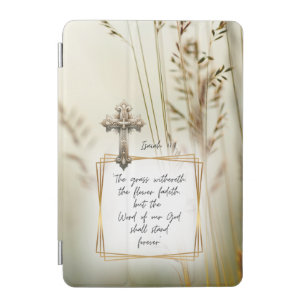 Motivational Faith Nature Grass Ornate Beige Cross iPad Mini Cover