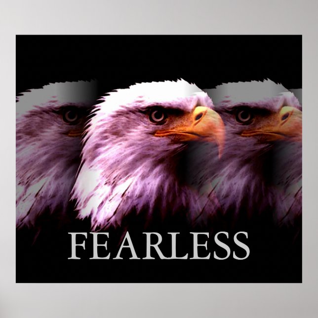 Motivational Fearless American Bald Eagle Poster (Front)