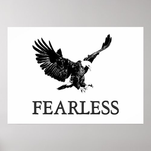 Motivational Fearless Landing Eagle Poster