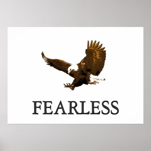 Motivational Fearless Landing Eagle Poster