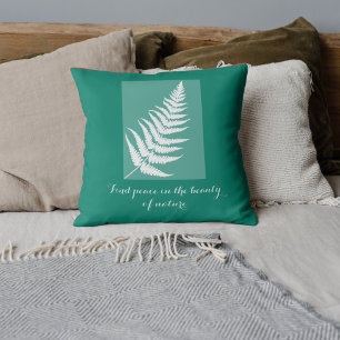 Motivational fern Boho green Throw Pillow