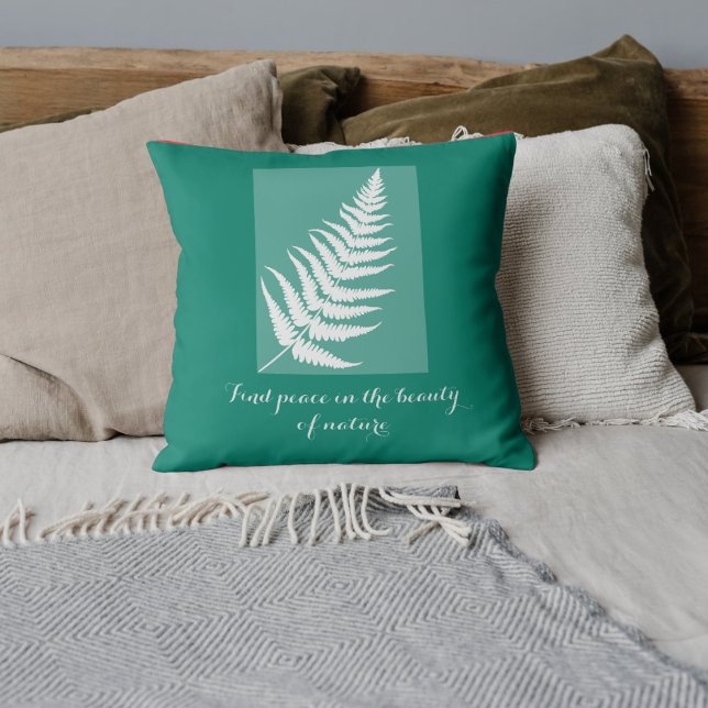  Motivational fern Boho green Throw Pillow (Creator Uploaded)