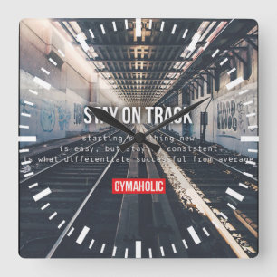 Motivational Fitness Gym Square Wall Clock