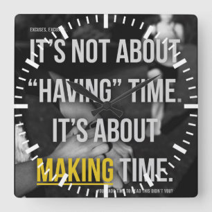 Motivational Fitness Gym Square Wall Clock
