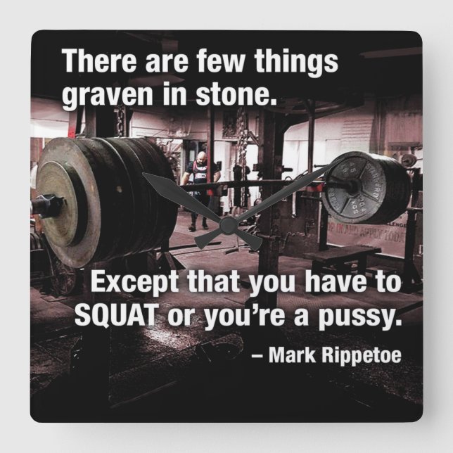 Motivational Fitness Gym Square Wall Clock (Front)