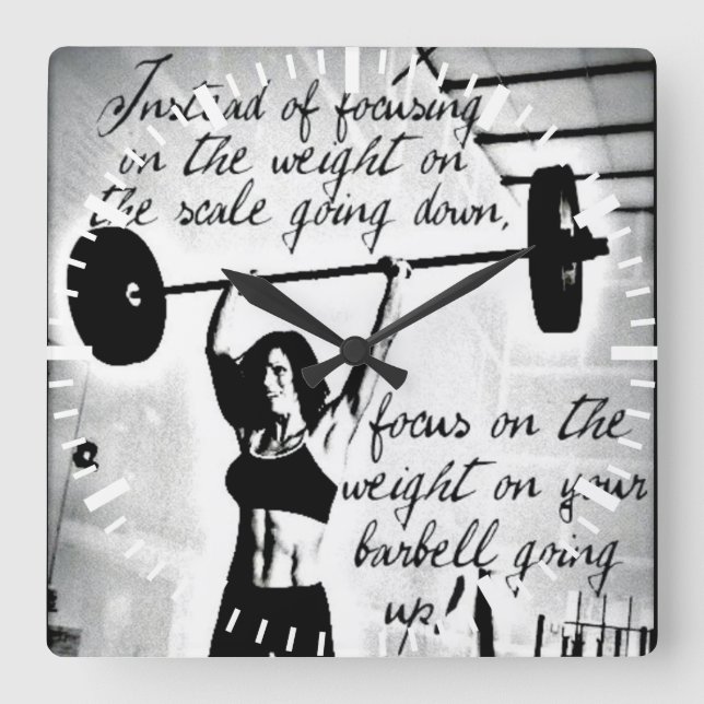 Motivational Fitness Gym Square Wall Clock (Front)