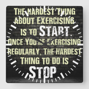 Motivational Fitness Gym Square Wall Clock