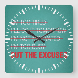 Motivational Fitness Gym Square Wall Clock
