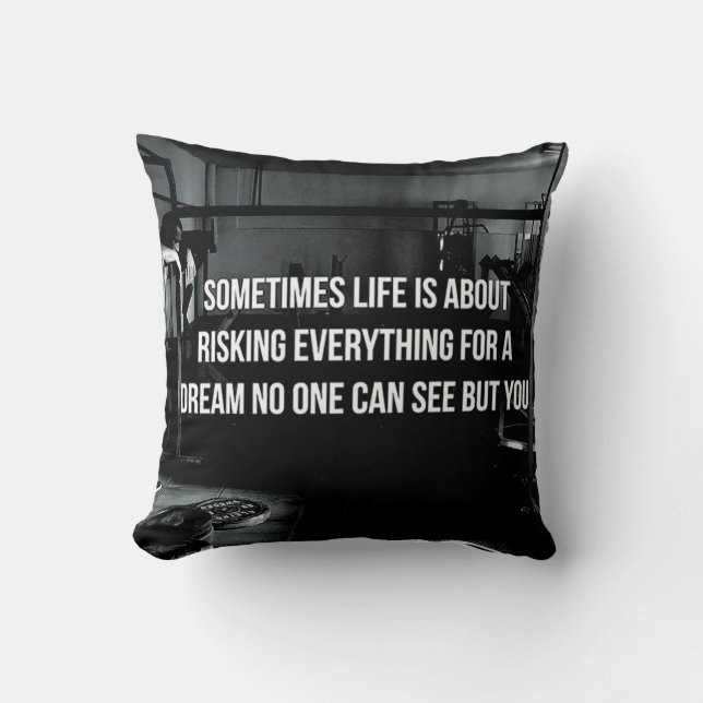 Motivational Fitness Gym Throw Pillow (Front)