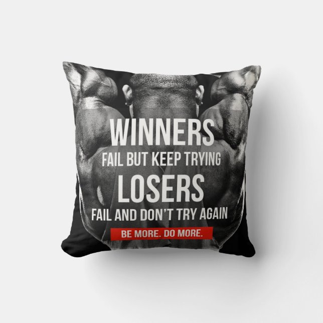 Motivational Fitness Gym Throw Pillow (Front)