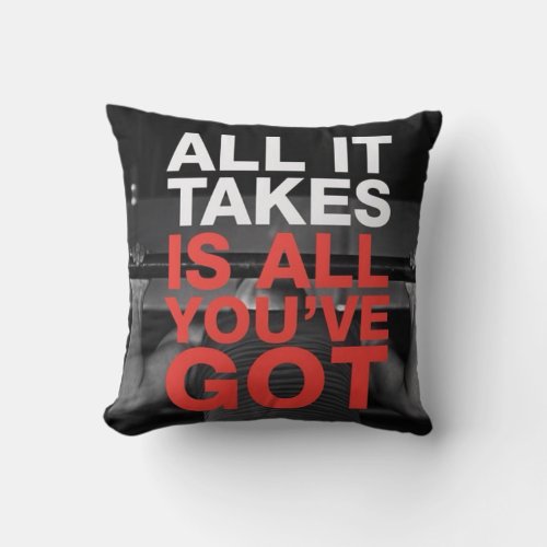 Motivational Fitness Gym Throw Pillow