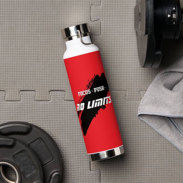 Motivational Fitness Red Water Bottle (Gym (Rotated))