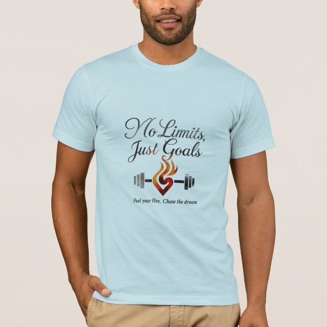 Motivational Fitness T-Shirt with Fire & Barbell  (Front)