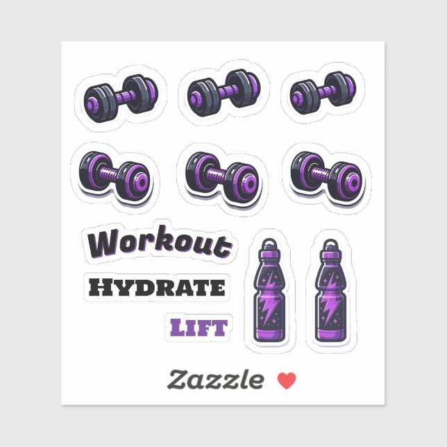 Motivational Fitness Workouts Dumbbells  Sticker (Sheet)