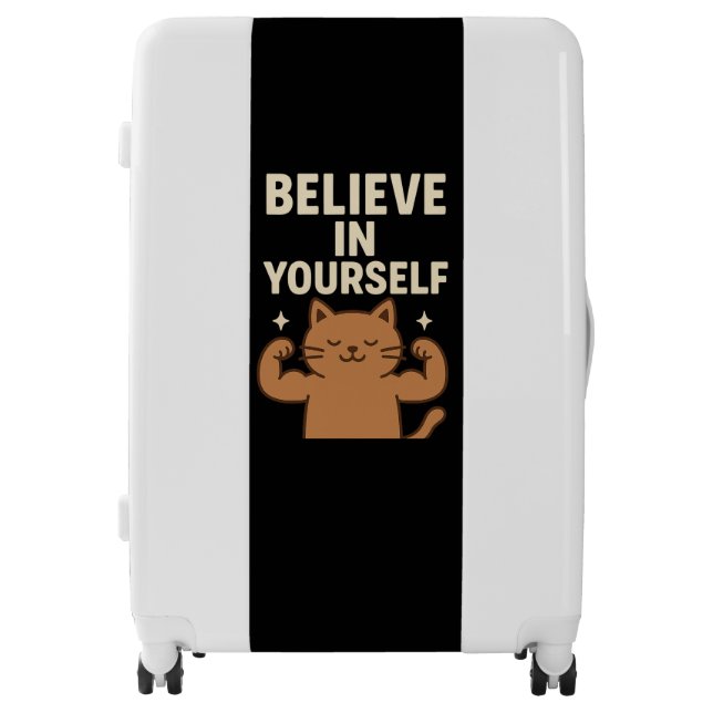 Motivational Flexing Cat - “Believe in Yourself”  Luggage (Front)