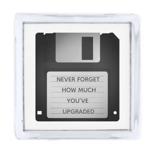 Motivational Floppy Disk Upgrade Quote Silver Finish Lapel Pin