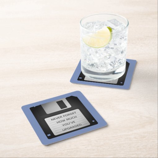 Motivational Floppy Disk Upgrade Quote Square Paper Coaster Zazzle