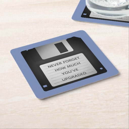 Motivational Floppy Disk Upgrade Quote Square Paper Coaster Zazzle