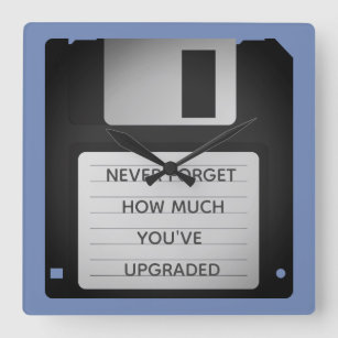 Motivational Floppy Disk Upgrade Quote Square Wall Clock