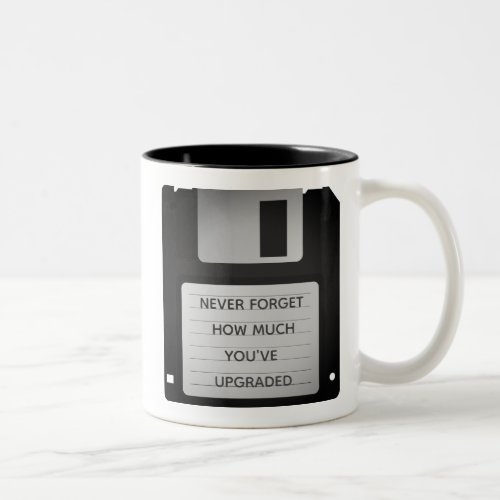 Motivational Floppy Disk Upgrade Quote Two_Tone Coffee Mug