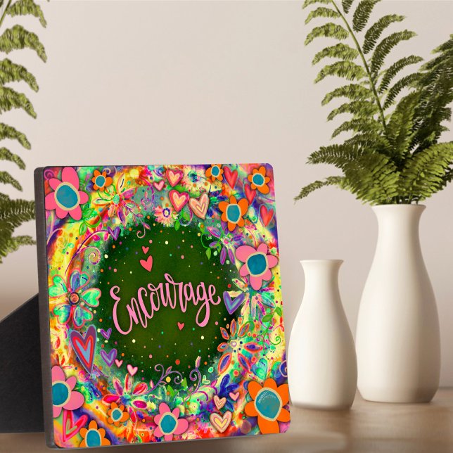 Motivational Floral Hearts Encourage Inspirivity Plaque (Creator Uploaded)