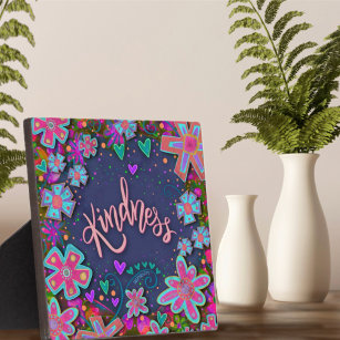 Motivational Floral Hearts Kindness Inspirivity Plaque