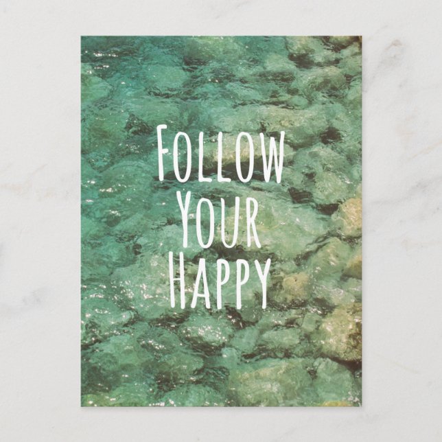 Motivational Follow Your Happy Quote Postcard (Front)
