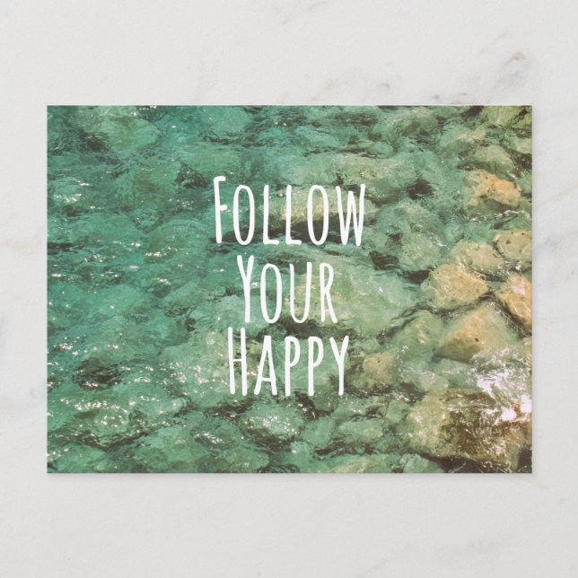 Motivational Follow Your Happy Quote Postcard (Front)