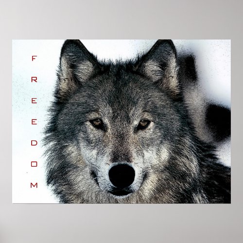 Motivational Freedom Courage Wolf Poster Print