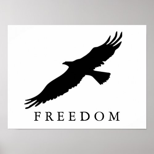 Motivational Freedom Eagle Landing Black White Art Poster