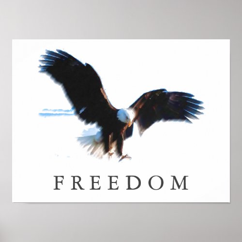 Motivational Freedom Eagle Landing Poster