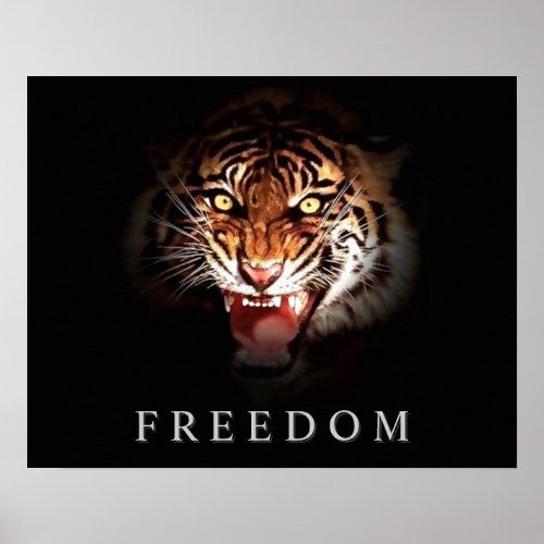 Motivational Freedom Roaring Tiger Poster Print