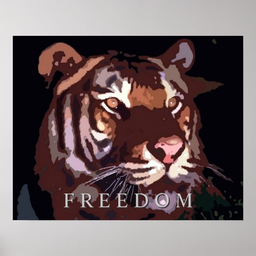 Motivational Freedom Tiger Eyes Poster Print