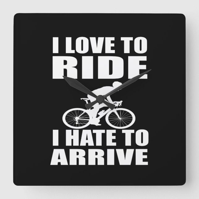 Motivational funny cycling quotes square wall clock (Front)