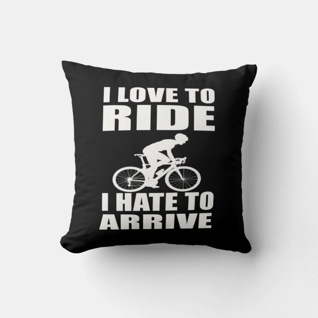Motivational funny cycling quotes throw pillow (Front)
