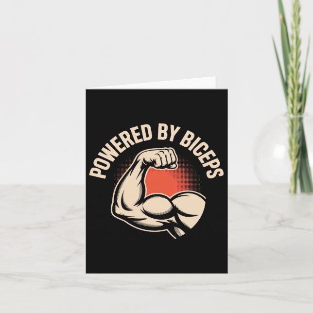 Motivational Funny Gym Humor Biceps Gains Powered  Card (Front)