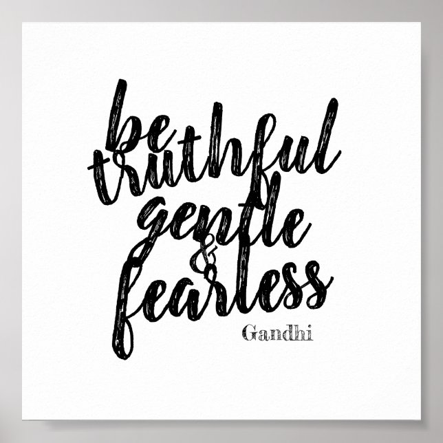 motivational Gandhi be fearless quote text design Poster (Front)