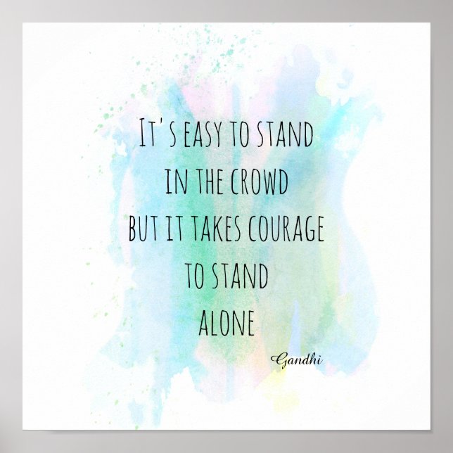 motivational Gandhi quote blue watercolor abstract Poster (Front)