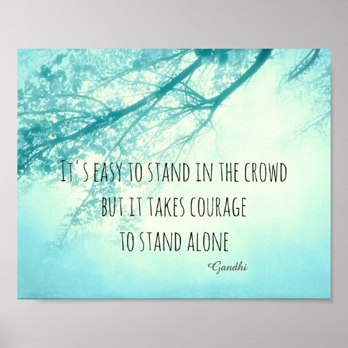 motivational Gandhi quote poster blue nature art