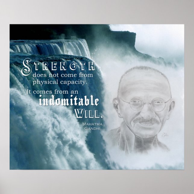 Motivational Gandhi Strength Quote Poster (Front)