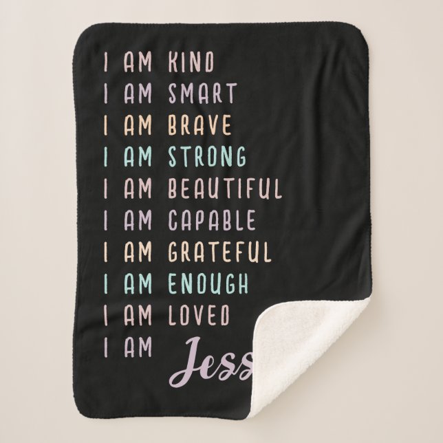 Motivational Gift for Teenage Girl Black Custom Sherpa Blanket (Front)