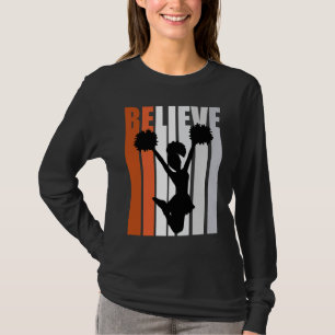 Motivational Girls Cheerleading Womens Believe Ora T-Shirt