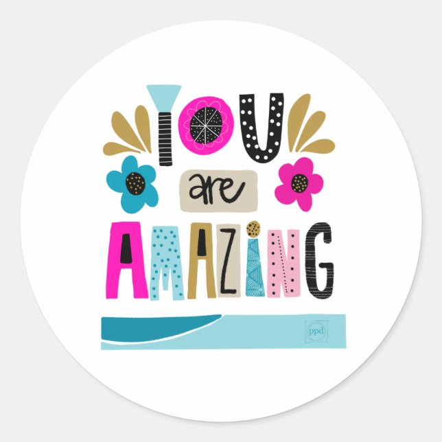 Motivational Girly Hand Lettered Quote   Classic Round Sticker (Front)