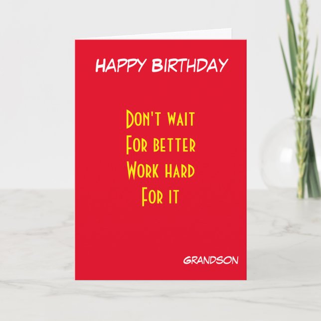 motivational grandson birthday card (Front)