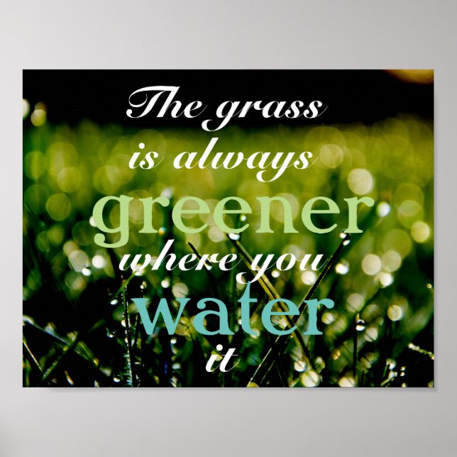 Motivational| Grass is greener where you water it Poster (Front)