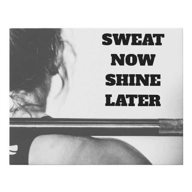 Motivational Gym Workout Sweat Now Shine Later Faux Canvas Print (Front)